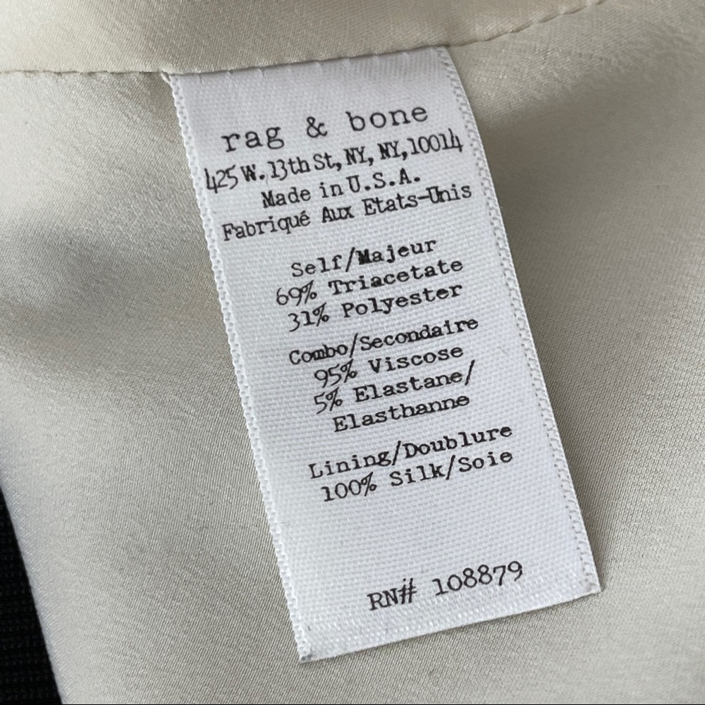Rag & Bone Size XXS Black & Cream Zip Up Shacket Asymmetrical Hooded Jacket - Picture 10 of 10